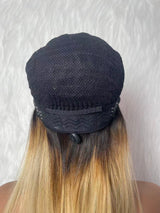 {LAST-PIECE-CLEARANCE} 9x6 Ombre Blonde Fitted Skin Melt Lace Straight Bob Drawstring Human Hair Wig
