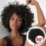 Afro Puff Kinky Curls Full Lace (Whole Lace Cap) Human Hair Wig