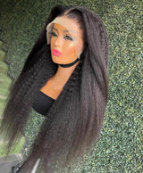 Claire | 13x4 Full Frontal Preplucked Human Hair Lace Front Wig | Kinky Straight