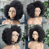 13x6 Afro Kinky Curly Bob Wig 250% Preplucked Human Hair Lace Front Wigs