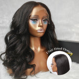 Upgraded 13x6 Fitted Cap Glueless Skin Melt Lace Front Wig Yaki Wave
