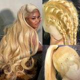 613 Blonde Full Lace Invisible Strap Preplucked Human Hair Lace Wig