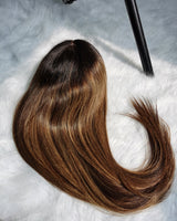 Upgraded 13x6 Fitted Cap Glueless Skin Melt Lace Front Wig Ombre Highlight Straight