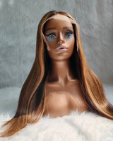 Upgraded 13x6 Fitted Cap Glueless Skin Melt Lace Front Wig Ombre Highlight Straight