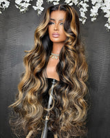 {Clearance} 4X4/13x4 Transparent Lace Wig 250% Body Wave Human Hair Wig Blonde Highlight