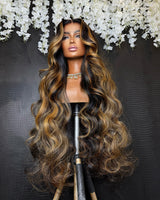 {Clearance} 4X4/13x4 Transparent Lace Wig 250% Body Wave Human Hair Wig Blonde Highlight