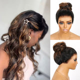 CLEARANCE 360 Lace Invisible Strap 250% Human Hair Lace Wig Ombre Highlights Wavy