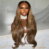 13x6 / 9x6 Fitted Cap Ombre Colored Wavy Lace Wig