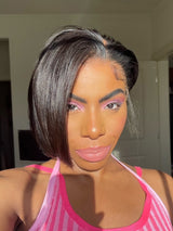 Prestyled Pixie Cut Side Part Light Yaki Natural Hairline Human Hair Lace Front Wig