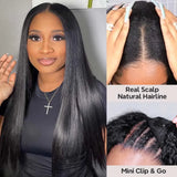Natural Drawstring V Part Wig Glueless Human Hair Wigs Straight