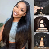 Natural Drawstring V Part Wig Glueless Human Hair Wigs Straight