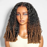 370 Fitted Cap Invisible Strap Skin Melt Lace Frontal Wig Highlight Curly with Coily Ends