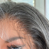 13x4/5x5 Salt and Pepper Human Hair Wavy Lace Front Wig