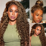 {Clearance} 360 Lace Invisible Strap 250% Human Hair Lace Wig Highlight Water Wave