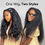 Natural Drawstring V Part Wig Glueless Human Hair Wigs Kinky Straight