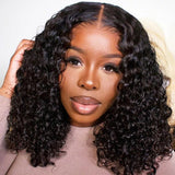 360 Lace Invisible Strap Pre-Cut 250% Density Preplucked Human Hair Bob Wig Water Wave