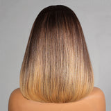 13x6 Skin Melt Lace Fitted Cap Human Hair 250% Ombre Highlight Bob Wig