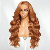 {50% Off} 13x4 Lace Front Wig Copper Brown Body Wave Human Hair Frontal Wigs