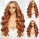 {50% Off} 13x4 Lace Front Wig Copper Brown Body Wave Human Hair Frontal Wigs