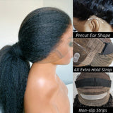 Invisible Strap 360 Skin Melt Lace Wig 2.0 Precut Lace Knot-Free Human Hair Frontal Wig Kinky
