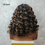 9x6/13X6 Fitted Cap Glueless Drawstring Kinky Loose Highlight Wavy Lace Wig