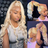 613 Blonde Invisible Strap Preplucked Human Hair 370 Lace Wig