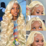 613 Blonde Invisible Strap Preplucked Human Hair 360 Lace Wig