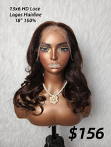 {LAST-PIECE-CLEARANCE} 13x6 Skin Melt Lace Lagos Hairline Brown Human Hair Wig Body Wave