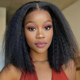 {Clearance} 13x6 3D FULL FRONTAL Skin Melt Lace Preplucked Human Hair Lace Front Kinky Bob Wig