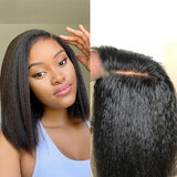 {Clearance} 13x6 3D FULL FRONTAL Skin Melt Lace Preplucked Human Hair Lace Front Kinky Bob Wig