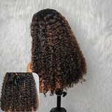 370 Fitted Cap Invisible Strap Skin Melt Lace Frontal Wig Highlight Burmese Curls