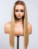 13x6 Skin Melt Lace Delicate Hairline Ombre Brown/Blonde Human Hair Lace Front Wig