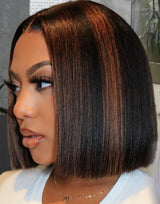 9x6/13x6 Drawstring 3D Fitted Pre-Cut HD Lace Closure Wig Highlight Light Yaki Bob