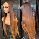13x4|13X6 Lace Front Ombre Colored Straight Human Hair Wig