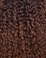 3 in 1 Curly Half Wig with Drawstring Ombre Brown Curly Glueless Human Hair Wig
