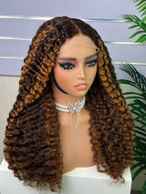 4X4/13x4 Transparent Lace Wig 250% Burmese Curly Human Hair Wig Highlight
