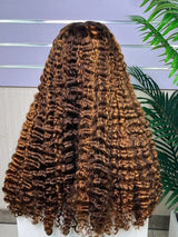 4X4/13x4 Transparent Lace Wig 250% Burmese Curly Human Hair Wig Highlight