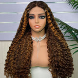 4X4/13x4 Transparent Lace Wig 250% Burmese Curly Human Hair Wig Highlight