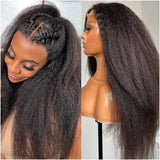 370 Fitted Cap Invisible Strap Skin Melt Lace Frontal Wig | Kinky Straight