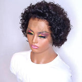 Whole Lace Cap Transparent Lace Preplucked Human Hair Pixie Styled Wig
