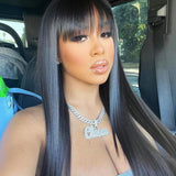 {Clearance} Preplucked Virgin Human Hair Lace Wig With Bang