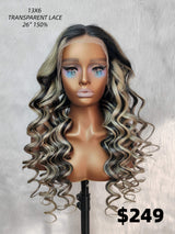 {LAST-PIECE-CLEARANCE} 13X6 Transparent Lace Platinum Highlight Human Hair Lace Front Wig