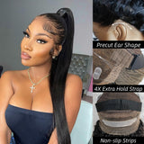 Invisible Strap 360 Skin Melt Lace Wig 2.0 Precut Lace Knot-Free Human Hair Frontal Wig Straight