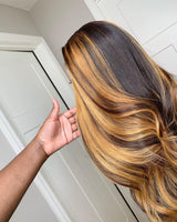 Glueless Air Cap Skin Melt Lace Preplucked Human Hair Closure Wigs Highlights