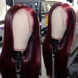 {Clearance} 5x5/13x6 Burgundy 99J Pre-Plucked Human Hair Lace Wig