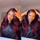{Clearance} 5x5/13x6 Burgundy 99J Pre-Plucked Human Hair Lace Wig