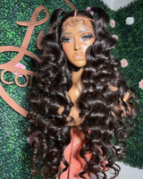 {Clearance} 13x6 Full Hair Transparent Lace Human Hair 250% Density Frontal Wig Loose Deep Wave