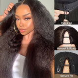 Natural Drawstring V Part Wig Glueless Human Hair Wigs Kinky Straight