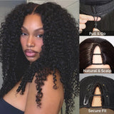 Natural Drawstring V Part Wig Glueless Human Hair Wigs Burmese Curls