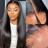 New TrueFit Drawstring 3D Fitted Pre-Cut HD Lace Closure Wig Straight with Vertical Straps